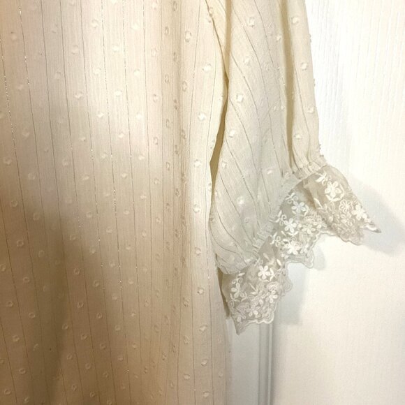 Suomiaoke Women's Blouse Ruffles Feminine Cream Lace Office Business Clothes - Picture 7 of 10